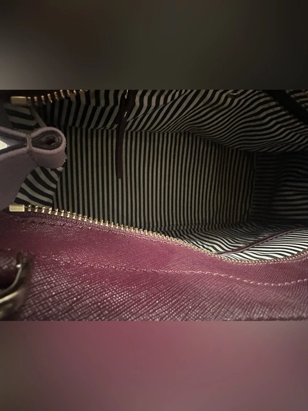 kate spade Cream and Plum Two-Tone Leather Satchel